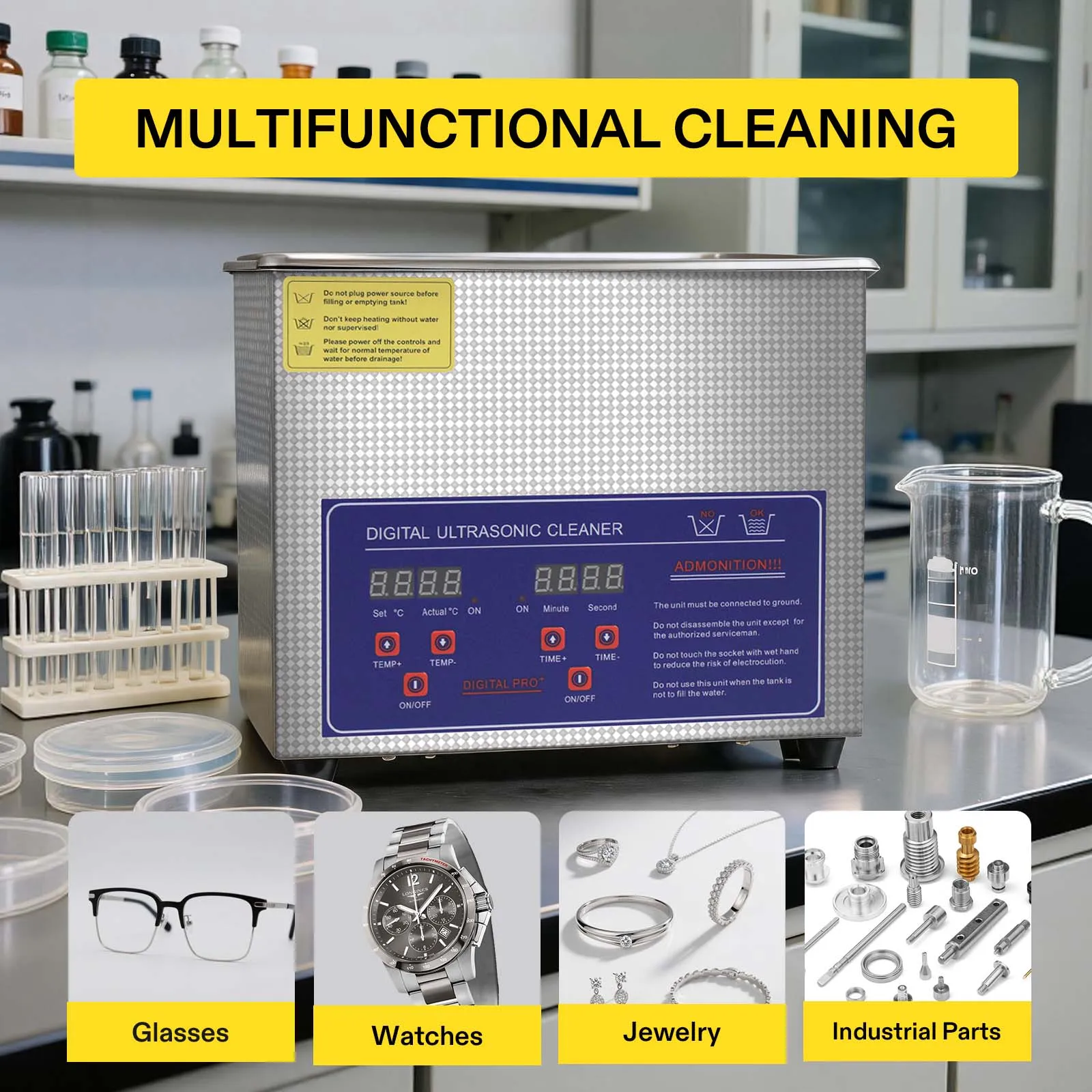 Ultrasonic Cleaner 30L Industrial - SIHAO Industrial Ultrasonic Parts Cleaner 6/15/30L,