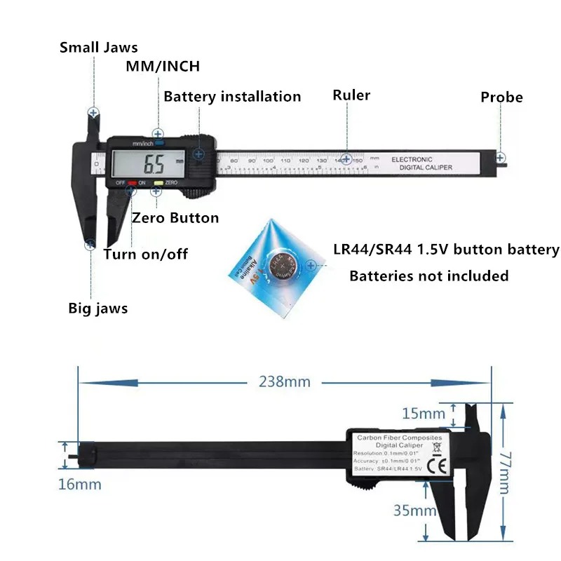 150mm 100mm Electronic Digital - Digital Caliper 150Mm Stainless Steel recension och pris