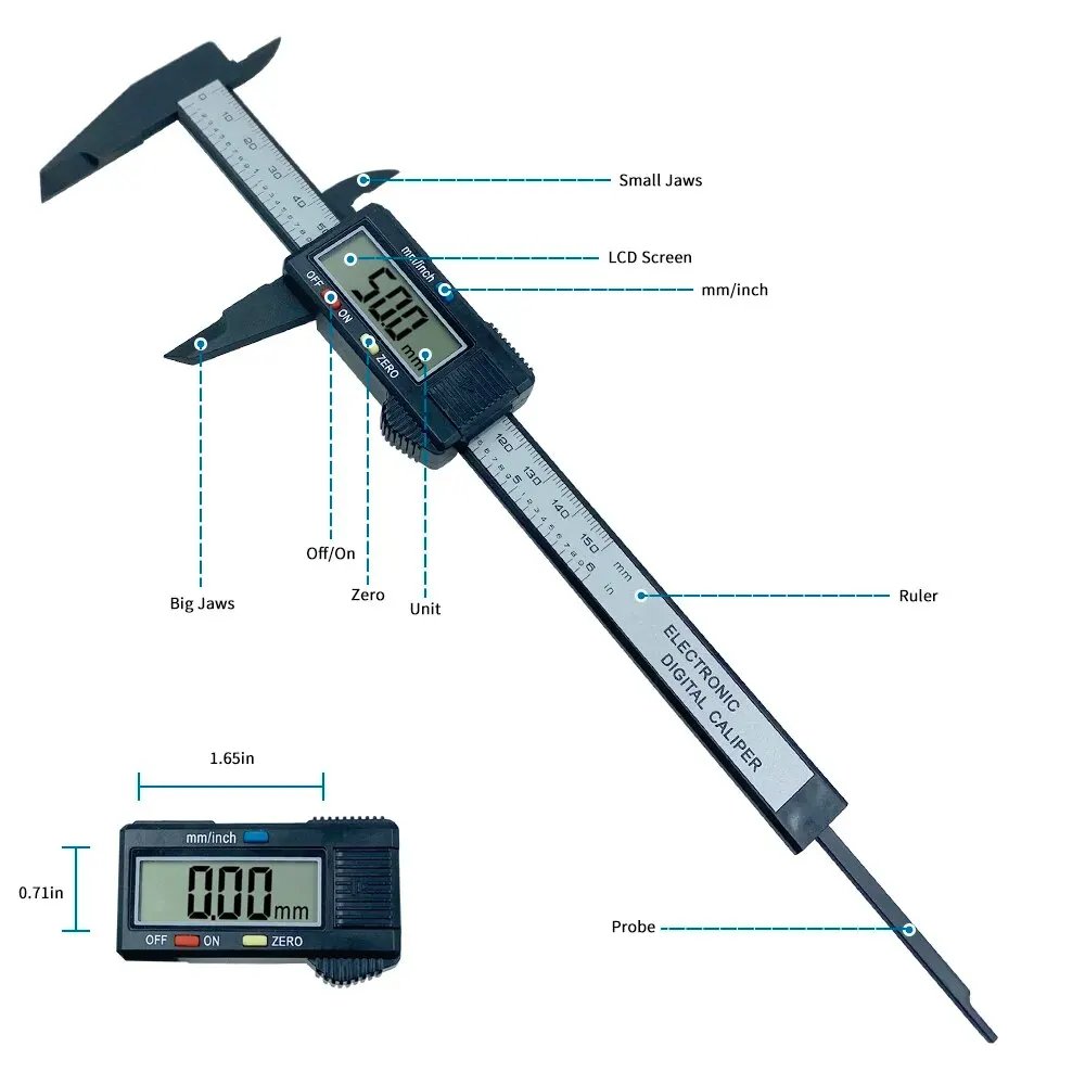 Carbon Fiber Digital Caliper 1 - Digital Caliper 150Mm Stainless Steel recension och pris