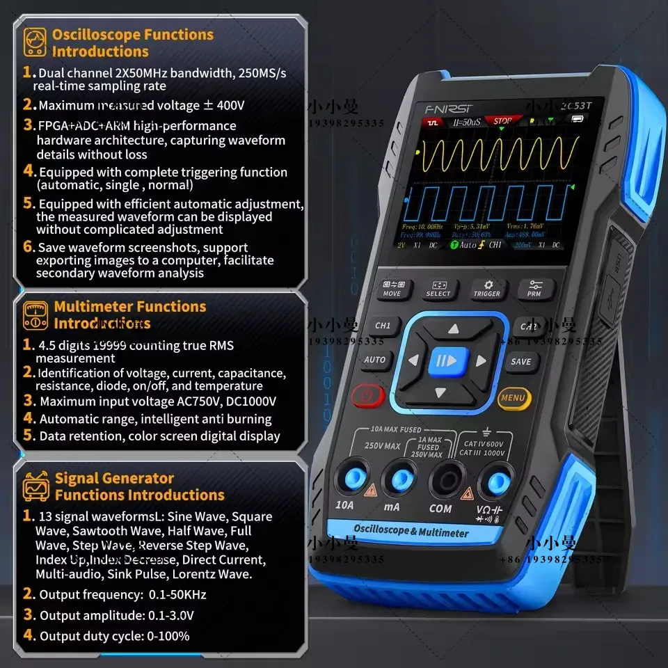 FNIRSI 2C23T10MHz, 2C53T 50MHz - Fnirsi Digital Oscilloscope Handheld recension och pris